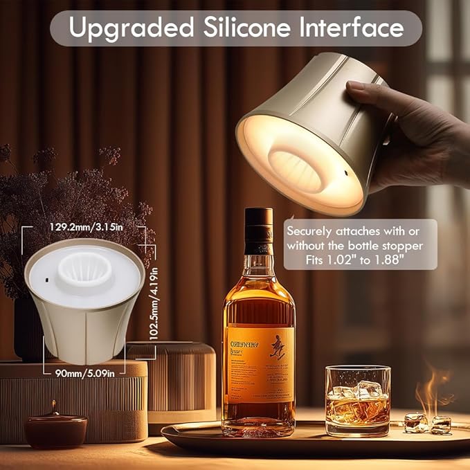 WILIT Wireless Bottle Lamp Shades for Table Lamps, Bottle Lights for Liquor Bottles, Touch Lamps for Kitchen Dinning Picnic,Home Bar Decorations, Modern Wine Bottle Lights, Gifts for Men Women