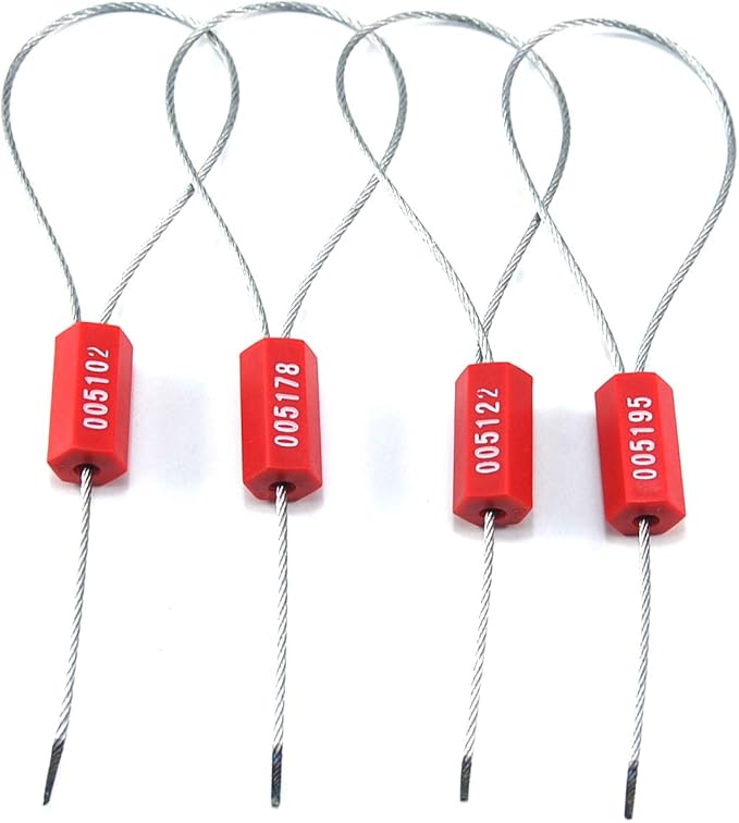 1000 Red Steel Cable Seals Metal Security Seals Tamper Resistant Seals Numbered Security Tags Safety Shipping Tags - Ties Self-Locking Padlocks for Containers Truck Trailer Tractor Cargo ISO 17712