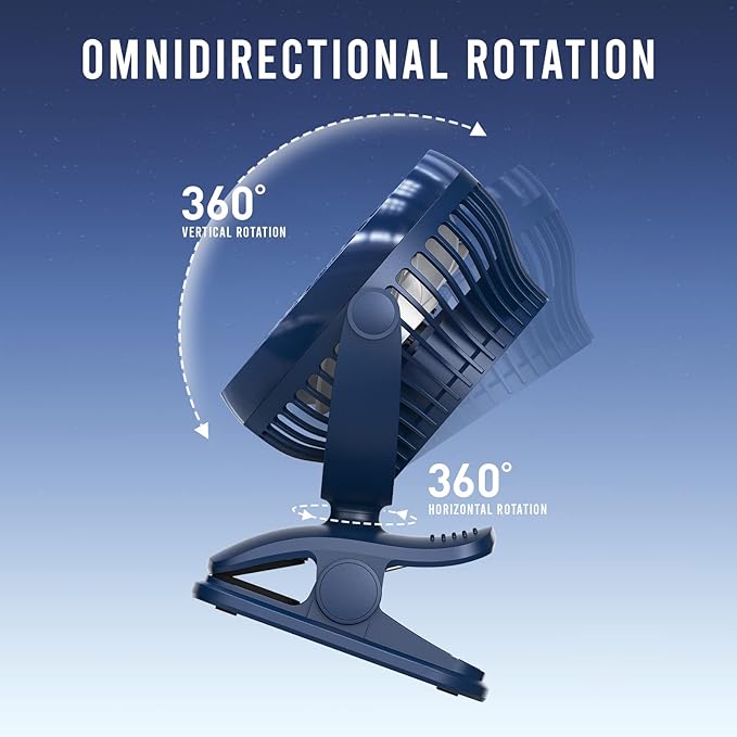 Shinebella AA Battery Powered Clip on Fan with 4-Speed, 5’’ Small Desk Fan with Aroma Function, USB Powered, 360°Rotation, Ultra Quiet, for Golf Cart, Stroller, Bedroom,Car(Batteries Not Included)