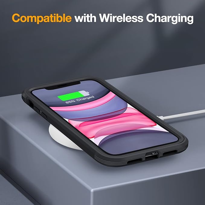 Miracase Glass Series for iPhone 11 Case 6.1 inch, Upgraded Full-Body Rugged Phone Bumper Case Cover with Built-in 9H Tempered Glass Screen Protector and Camera Protector, Matte Black