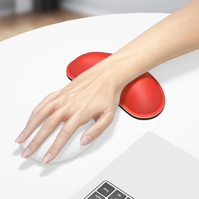Dapesuom Mouse Wrist Rest, Cute Ergonomic Memory Foam Mouse Wrist for Computer Desk Mats Support, Hand Rest Pad Cushion for Gaming, Office, Laptop, Men, Women, Pain Relief & Easy Typing, Red