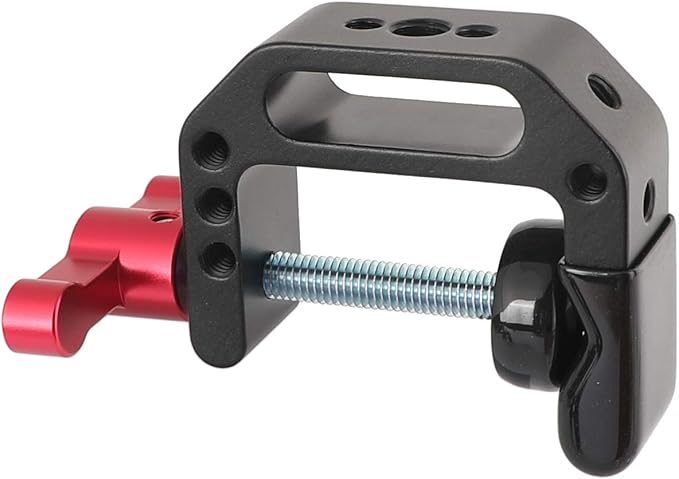 CAMVATE C-Clamp with 1/4 and 3/8 Thread Hole for Camera Monitor(Red T-Handle) - 1687