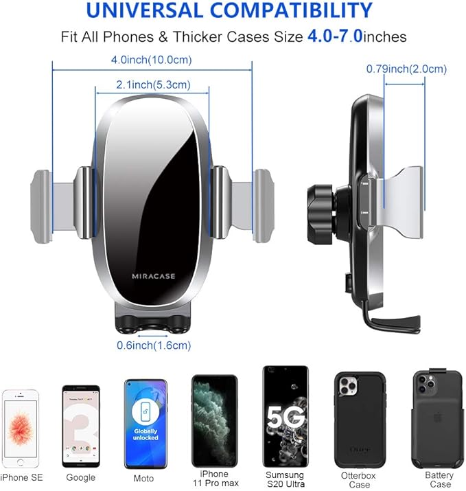 Miracase Upgraded-2nd Generation Universal Phone Holders for Your Car, Hands Free Air Vent Car Phone Holder Mount Compatible with iPhone 16/15/14/13/12/11 Series and All Phones