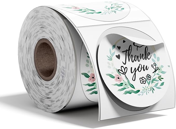 2'' Round Thermal Labels, 500pcs Circle Thermal Printer Label, Multi-Purpose for DIY Logo Design, Name/Price Tag, Address, QR Code, 750 Labels/Roll