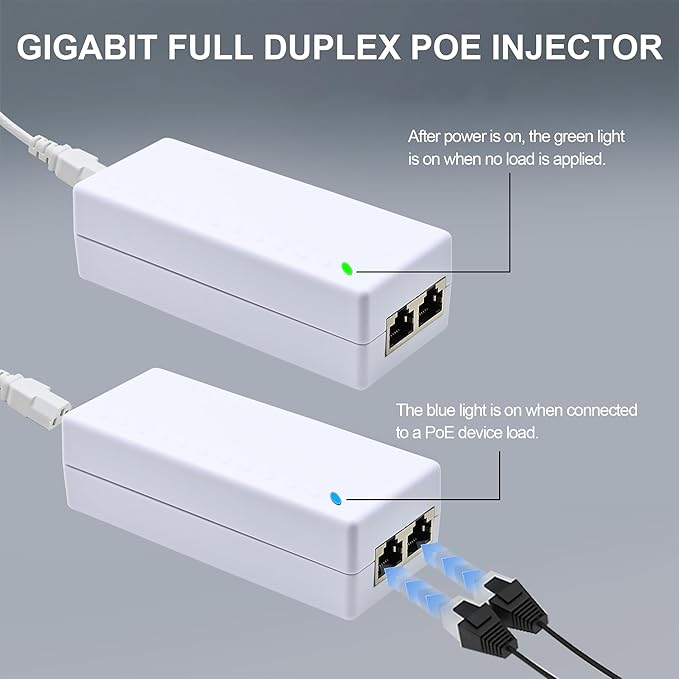 Gigabit PoE+ Injector – Converts Non-PoE to PoE+ (802.3af/at), 30W Power, Plug & Play, Up to 328ft (100m) Range, White – Ideal for IP Cameras, VoIP Phones & More