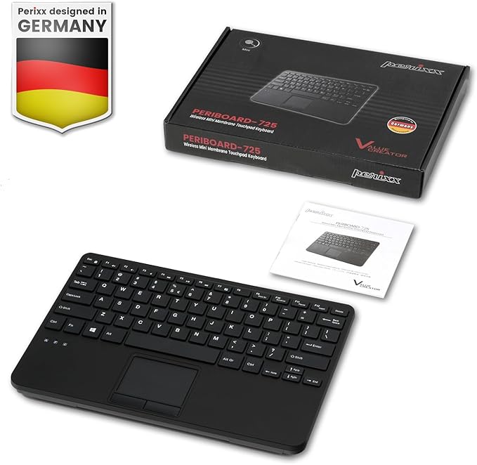 Perixx PERIBOARD-725 Wireless Keyboard with Touchpad - Multi-Device Connection with 2.4G and Bluetooth - Silent Scissor Keys - 11.18x7.17x1.1 Inches Dimension - US English