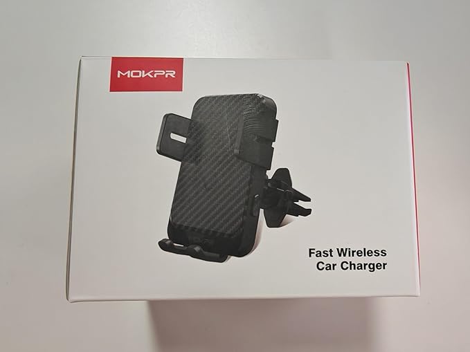 Wireless Car Charger, MOKPR 15W Fast Charging Auto-Clamping Car Charger Phone Mount Air Vent Cell Phone Holder Compatible iPhone 16/15/14/13/13 Pro/12 pro/12/11, Samsung Galaxy S23/S22/S21/S20, etc