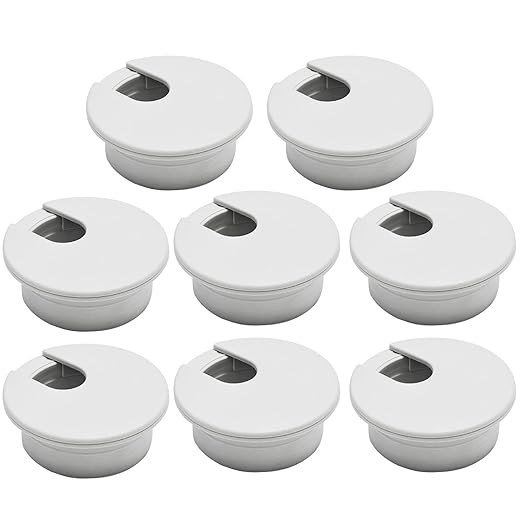 Desk Grommet 1-3/8" (35 mm), Desk Cord Hole Cover, Cable Grommet ABS Plastic, Desk Hole Grommet for Office and Home Table Cable, Detachable Cable Cord Organizer (Light Grey 8 Pcs)