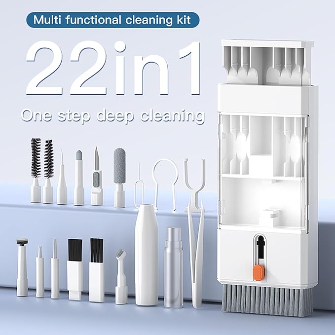 22 in 1 Precision Cleaning Kit – Professional Electronic Cleaning kit Cleaning Tools for Phone, airPods Headset, Keyboards, Cameras, Laptop & More