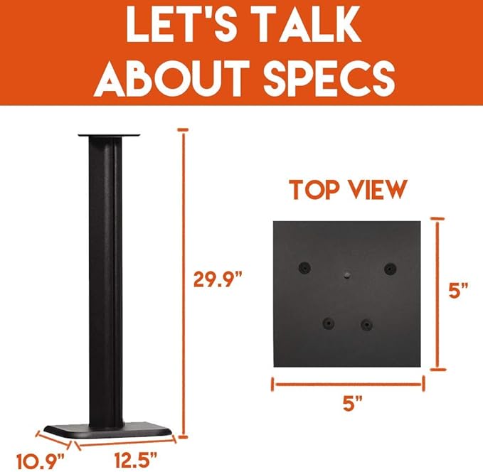 ECHOGEAR Universal Floor Speaker Stands - Vibration-Absorbing MDF Design Works with Klipsch, Polk, JBL & Other Bookshelf Speakers Or Studio Monitors - Includes Sound Iso Pads & Carpet Spikes