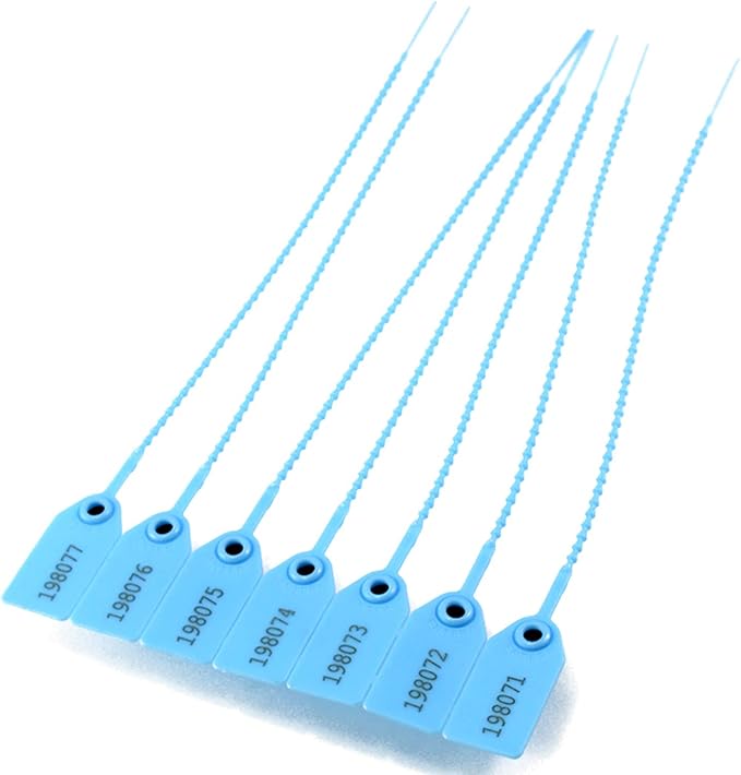 1000 Numbered Plastic Tamper Seals, Zip Ties for Fire Extinguishers Pull Tite Security Tags Numbered Disposable Self-Locking Signage Tie 250mm Length (1000 PCS, Light Blue)