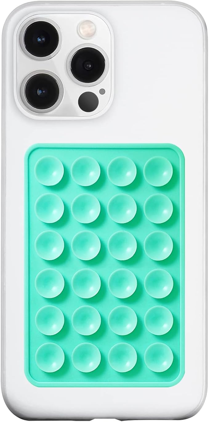 Silicone Suction Phone Case Mount, Silicon Adhesive Phone Accessory for Smartphones, Hands-Free Mirror Shower Phone Holder for Selfies, Tiktok Videos (Lake Green)