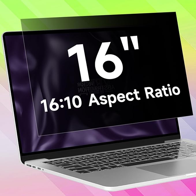 16 Inch 16:10 Laptop Privacy Screen Filter, Anti Blue Light Glare & Anti Scratch Computer Privacy Shield for 16" with 1920x1200 Aspect Ratio Laptop