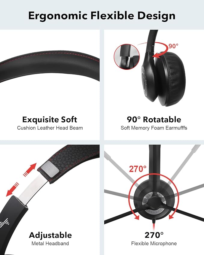 USB Headset with Mic for PC, On-Ear Computer Laptop Headphones with Noise Cancelling Microphone Control for Home Office Online Class Skype Zoom (3.5mm, Black)