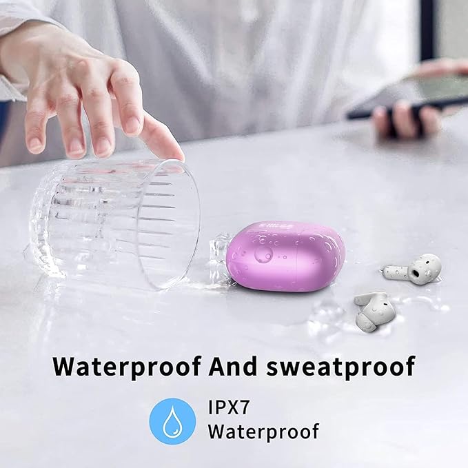 Wireless Earbuds, Bluetooth 5.4 Headphones in Ear with 4 ENC Noise Cancelling Mic, New Wireless Earphones HiFi Stereo Deep Bass 40H Playtime, in-Ear Bluetooth Earbuds LED Display IP7, USB-C, Violet