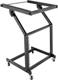 9U Professional DJ Stand Rack Mount DJ Mixer Stand Adjustable Stage Cart w/Wheel for Music Party Show Music Studios Performance Stages Concert Venues