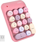 MOFII Wireless Number Pads - Pink Numeric Keypad 18 Keys USB 2.4G Round Keycap Colorful Extensions Keypads, Financial Accounting Portable Numpad 10 Key for Laptop/PC/Notebook/Surface Pro
