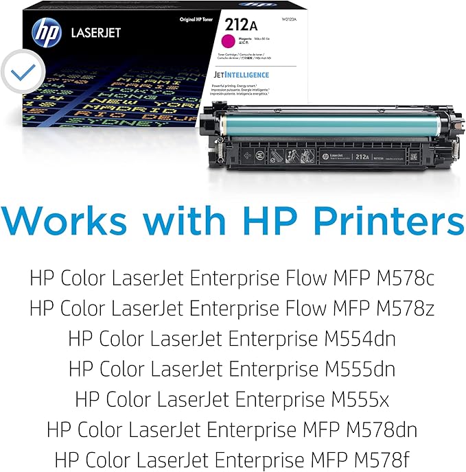 HP 212A Magenta Toner Cartridge | Works with HP Color LaserJet Enterprise M554, M555 Series, HP Color LaserJet Enterprise MFP M578 Series | W2123A