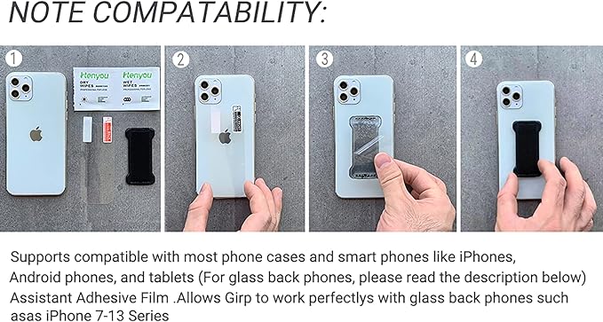 Phone Grip Holder for Hand, Universal Finger Strap Phone Holder, Finger Selfie Grip Compatible with Most Smartphones (Blue) - 2Pack