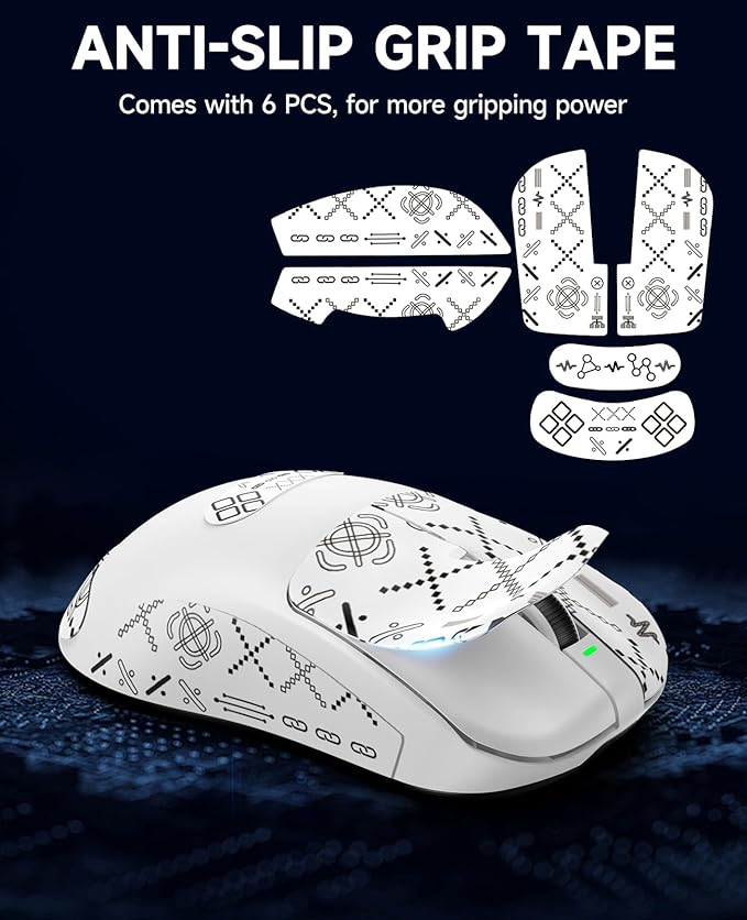 VGN F1 MOBA Wireless Gaming Mouse, 4K Polling Wired/Wireless Gamer Mice with 26K Optical Sensor, 55g Lightweight, 200h Battery Life, 6 Programmable Buttons, USB-C Charging, for PC/Mac/Laptop - White