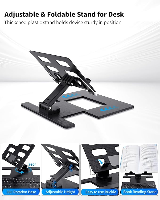 Desk Stand and Bluetooth Keyboard Combo for Samsung Galaxy Z Fold 7/6/5, 4 in 1 Set Include Mouse Pen, Adjustable Foldable Tablet Stand Holder Fits for 4.7"-13" Smartphones Tablet