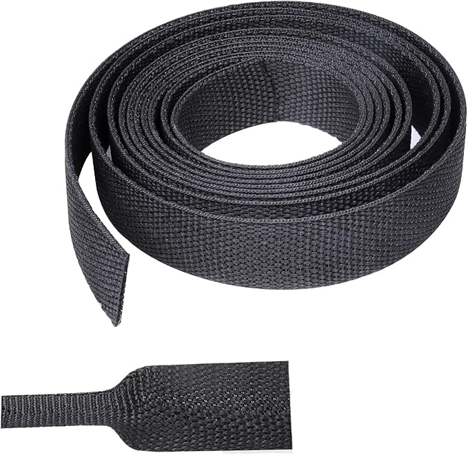 Braided Sleeving Heat Shrinkable Fabric 2:1 Ratio- Abrasion Protection Flexibility Wiring Harness Cable Sheath (3/8" ID, 16ft)