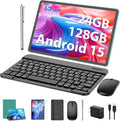 Android Tablet, 11 inch Android 15 Tablet with Keyboard, 24GB+128GB, 1TB Expand, 8000mAh, 5MP+13MP, 2.4G&5G WiFi, IPS Touch Screen, GMS Certified, 2 in 1 Tablets with Case, Mouse, Stylus(Green)