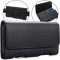 BECPLT for Galaxy S25 Ultra S24 Ultra S23 Ultra S22 Ultra 5G Note 20 Ultra 5G Note 10+ Plus 5G Holster Black Leather Carrying Cell Phone Holder Belt Clip Holster Case Pouch for Galaxy A14 5G S21 Ultra