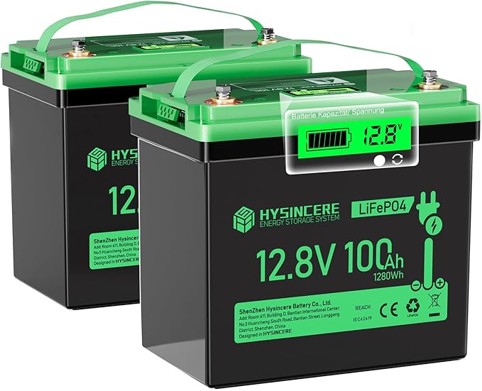 12V 100Ah Mini LiFePO4 Lithium Battery, 12V Deep Cycle Lithium Rechargeable Battery, Max.15000 Cycles Built in 100A BMS for RV, Trolling Motor, Camping, Marine, Home Energy Storage(2 Packs)