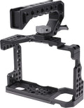 Hersmay A7III Cage with Top Handle, A9 Camera Cage for Sony A7III / A7RIII /A9 /A7II Mirrorless Camera, Multiple 1/4" 3/8" Screw Holes for Vlogging Video Shooting Filmmaking Rig