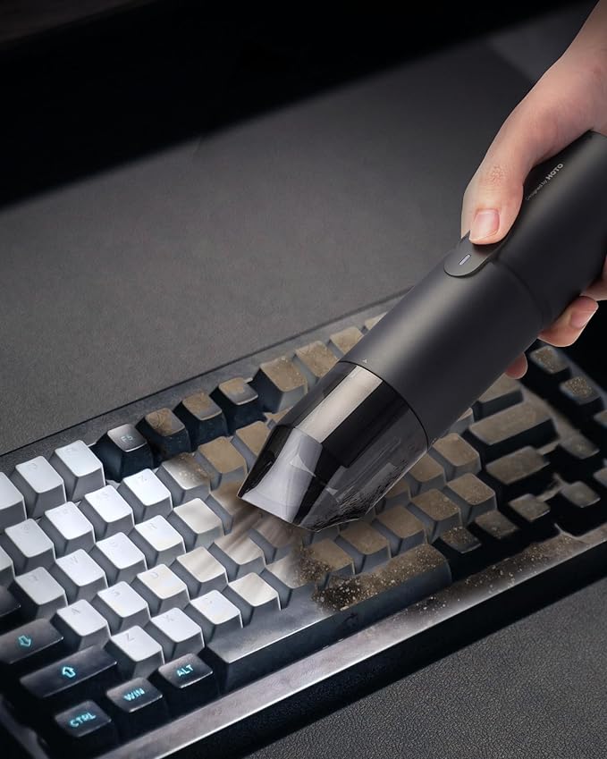 HOTO Handheld Vacuum Cleaner Cordless, Desk Vacuum Cleaner Compressed Electric Air Duster 15000Pa Suction, 4-in-1 Portable Vortex Vacuum Dust Buster Air Blower for Computer, Keyboard