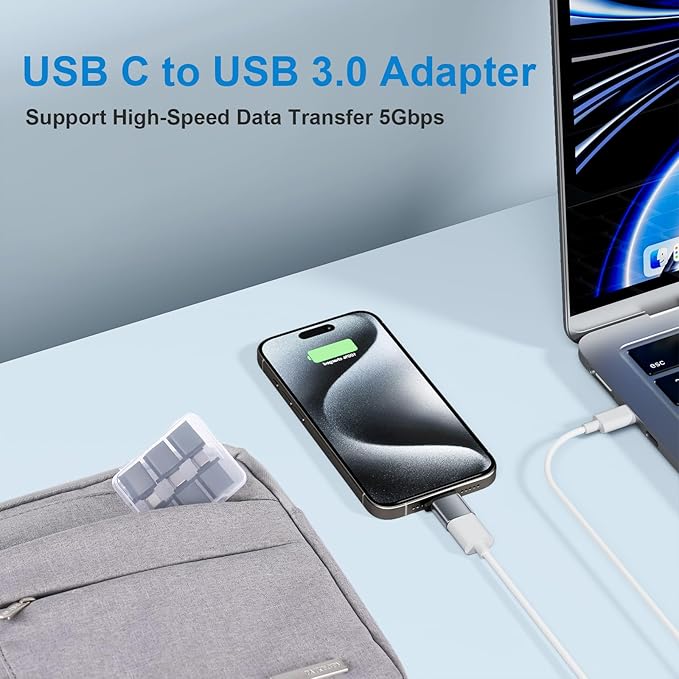 USBC to USB Adapter 6 Pack,USB C to A Adapter,USBC Male to USBA Female,USBC Adapters for iPhone 16 15,MacBook Pro Air,iPad,Samsung Galaxy,Grey