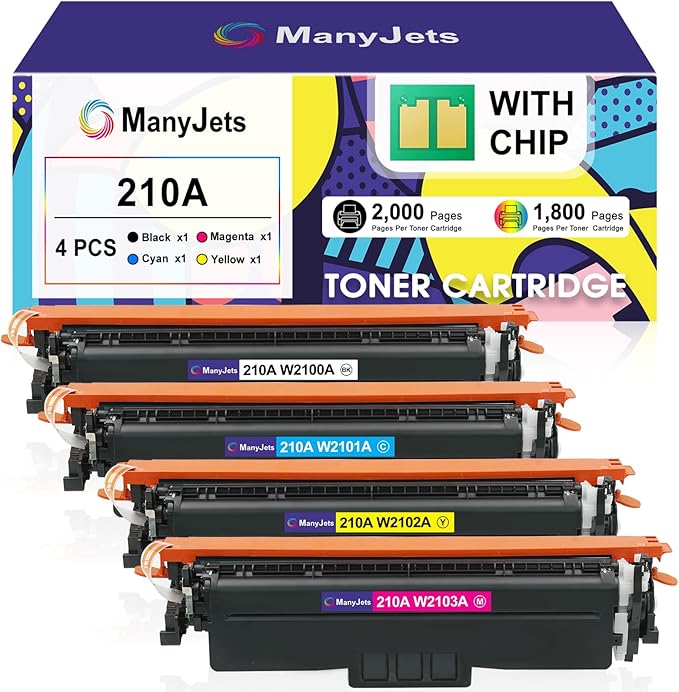 210A Toner Cartridges 4 Pack with Chip Compatible for HP 210A/210X W2100A/W2100X High Yield Replacement for Color Laserjet Pro MFP 4301fdw/4301fdn/4201dw/4201dn Series Printer (4-Pack, BCMY)