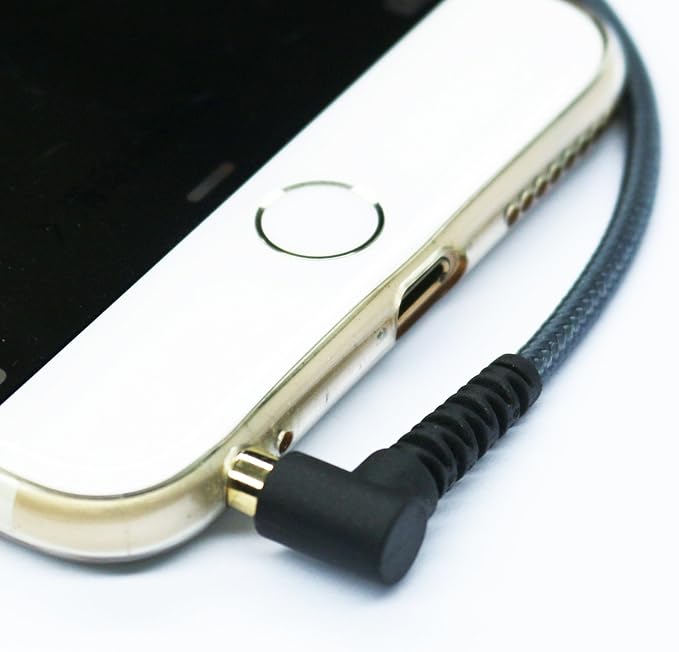 150cm(4.5ft) Right Angle 4 Pole 3.5mm 1/8 inch Male to 4 Pole 3.5mm 1/8 inch Female Stereo Audio Headphone Earphone Extension Cable Adapter Cord Tangle-Free Braided Wire