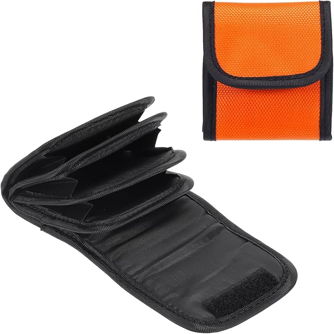 PATIKIL Lens Filter Case, 4-Pocket Camera Filter Case Portable Lens Filter Pouch Photography Fit Camera Bag Pocket Drone for 25mm-58mm, Orange