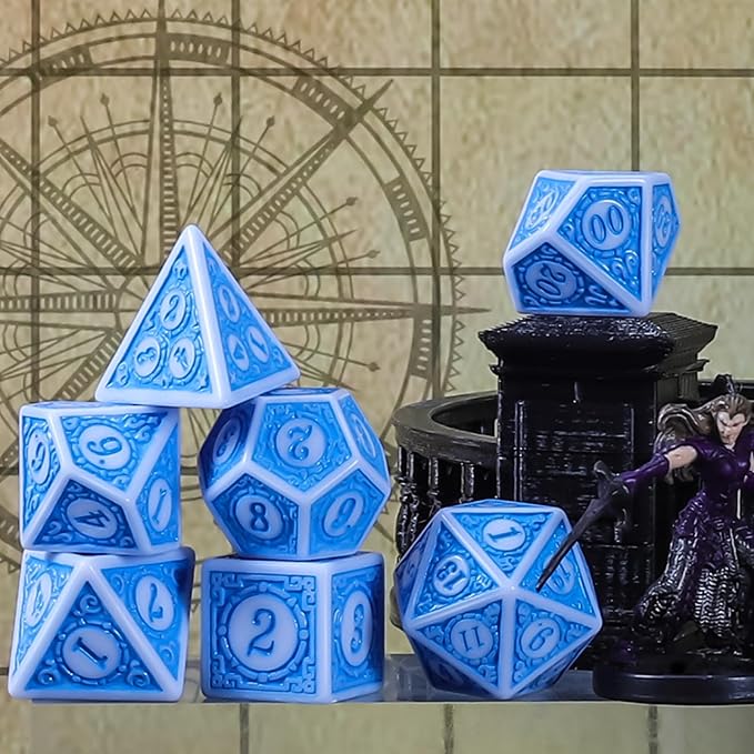 CiaraQ DND Dice with 5 Pouches, 5 Sets of Retro Polyhedral Dice for MTG D&D Board Games, 35 Pieces Role Playing Dice
