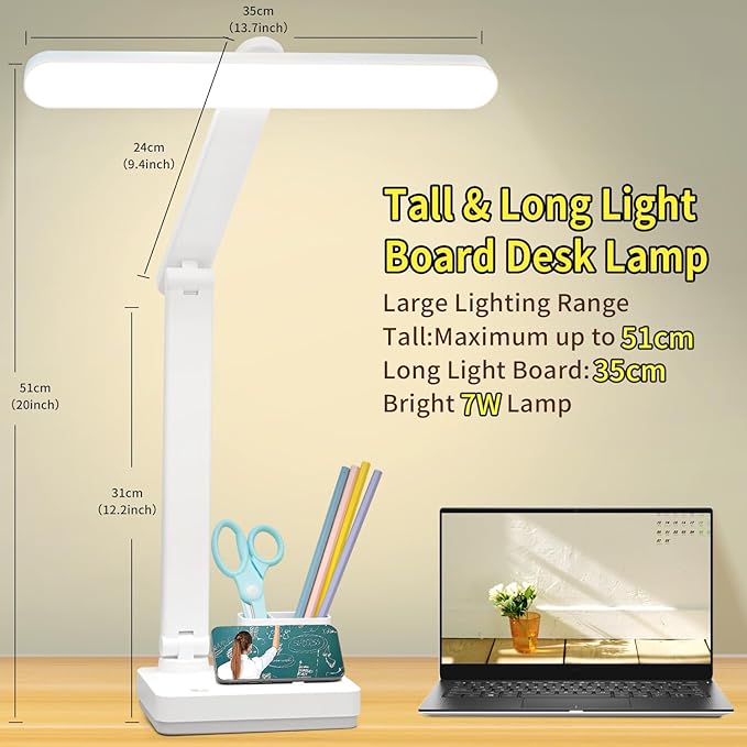 Cordless Desk Table Lamp Reading Light Rechargeable Battery 4000mah, Tall & Large Light 50 LED,Touch 3 Modes,2 Ways Power,Dimmable, Bedroom Bedside Lamp,20 Inch