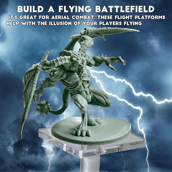 AAiphuwew 3pcs Combat Risers for Flying Miniatures, Adjustable Height Multi-Tiered Raised Platforms Flying Miniatures Combat Riser for Tabletop RPG and Board Games