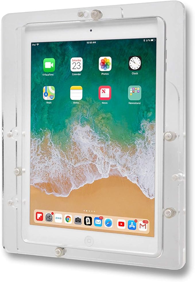 TABcare Anti-Theft Acrylic VESA Enclosure for Apple iPad Pro 10.5" with Free Wall Mount Kit & 90-Degree Angle Charge Cable (iPad Pro 10.5", Clear)