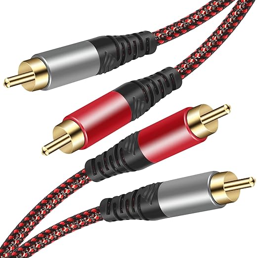 RCA Cable 15Ft,2Rca Male to 2-RCA Male Audio Stereo Subwoofer Cable [Hi-Fi Sound] Nylon-Braided Auxiliary Audio Cord for Home Theater, HDTV, Amplifiers, Hi-Fi Systems,Speakers and etc (15Ft)