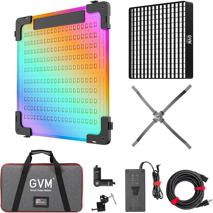 GVM 100W RGB Flexible Led Video Light, 2000K~10000K, Flexible Folding LED Panel Light, 16 Lighting FX with Soft Box, APP Control GVM Lighting for Photography