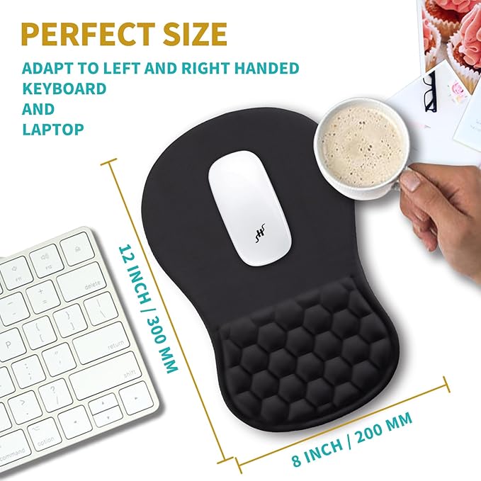 Hokafenle Ergonomic Mouse Pad Wrist Support, Wrist Rest Mousepad for Carpal Tunnel Pain Relief with Integrated Memory Foam Slope Massage Bulge (11.8x7.9 inch,Polar Night