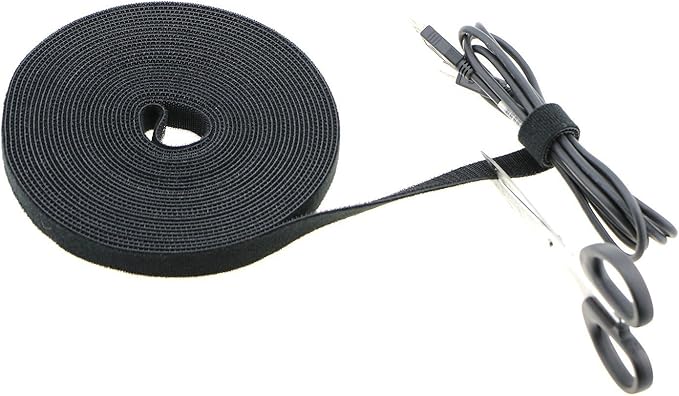 Pasow fastening tape Cable Tie Double Side Nylon Power Wire Management 3/4Inch 1 Roll Hook (10 Yards, Style 1)