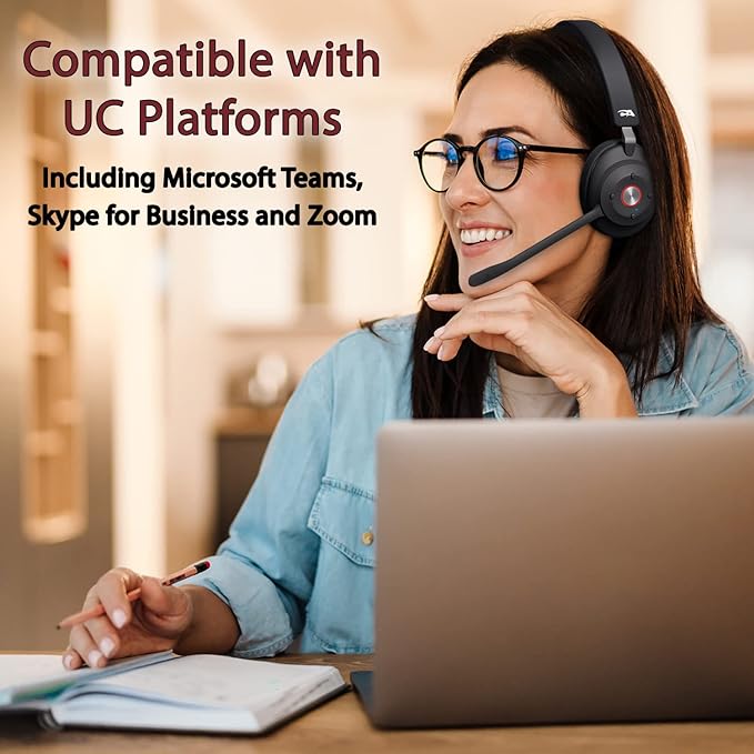 CA Essential Bluetooth Headset (HS-2000BT) – Professional Wireless Headset Optimized for UC Platforms, ANC & ENC technology Ensure Quality Audio for Calls & Music, Earcup Controls, Comfortable