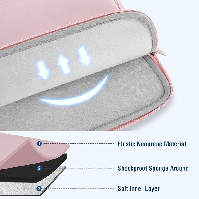 MOSISO Laptop Case 13.3 inch, 13-13.3 inch Laptop Sleeve Bag Compatible with MacBook Air/Pro 13 / Pro 14, HP Dell ASUS Lenovo Notebook, Neoprene Computer Sleeve Bag with Small Case, Baby Pink