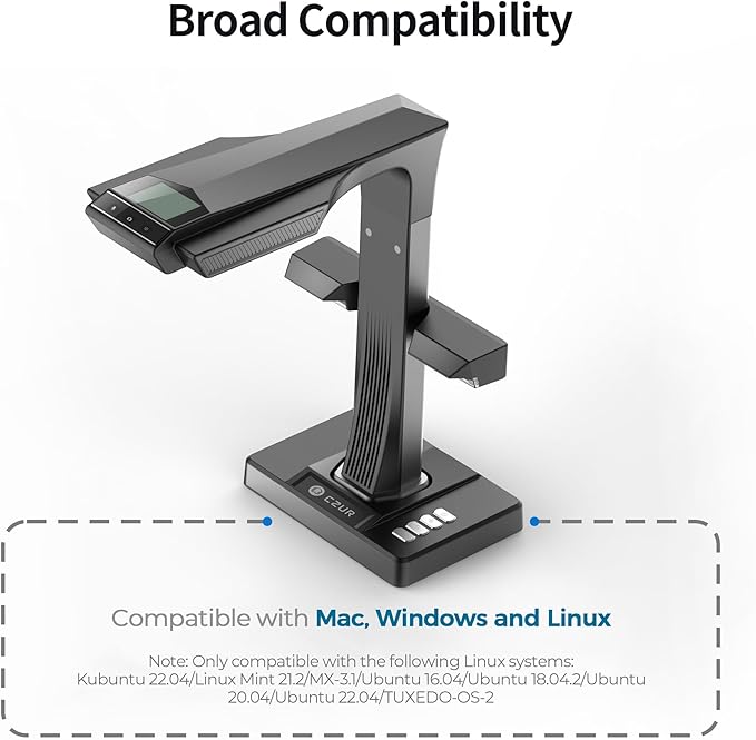 CZUR ET24 Pro Professional Book Scanner, 24MP Document Camera, 3rd Gen Auto-Flatten & Deskew Tech, A3 Document Scanner, 180+ Languages OCR, Support HDMI, for Windows/MacOS/Linux