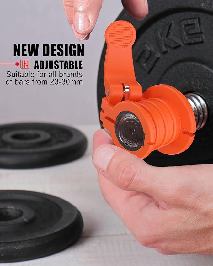 Barbell Clips 1 Inch Quick Release Weight Clamps 0.9-1.18inch Multi-Size Adjustable Olympic Clamps for Bars