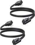 DEWENWILS Heavy Duty 3FT Extension Cord with 3-Prong Flat Plug, 15A/1875W 14/3 SPT-3 Flat Wire, Space Saving for Home Office Appliances & Electronics, ETL Listed, 2 Pack, Black