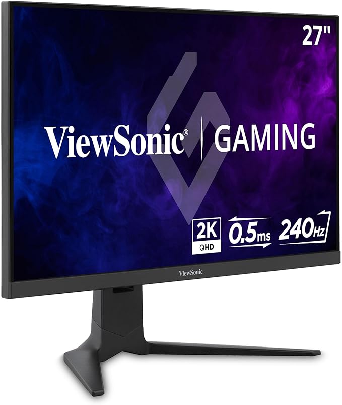 ViewSonic XG2736-2K 27 Inch 1440p IPS Gaming Monitor with 240Hz, 0.5ms FreeSync Premium, NVIDIA G-Sync Compatible, RGB Lighting, Advanced Ergonomics, HDMI, DP and 65W USB-C Inputs