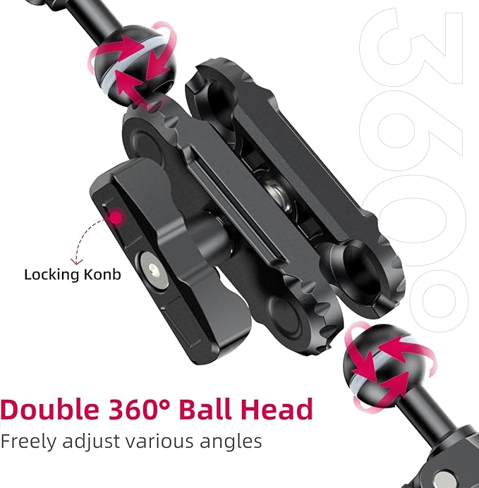 ULANZI Super Clamp Double Camera Clamp with 1/4" Adapter, CO17 Crab Plier Clip Bracket Mount Monitor Magic Arm Double Ball Head Adapter for Photo Studio Light Stand, Photo Boom Stand, Cross Bars